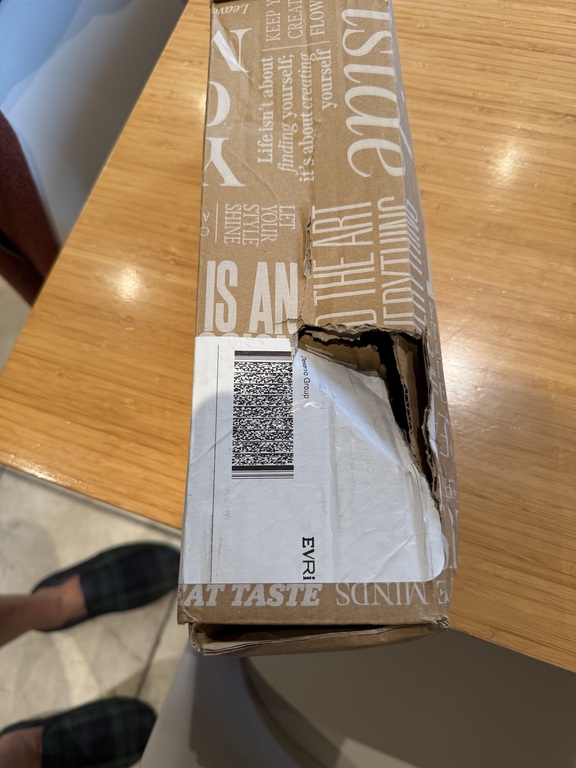 The whole process was first class and could not have been better except for the delivery as the cardboard box packing arrived damp and damaged. Luckily and by some miracle the print inside was undamaged. I recommended to your customer services that sturdy tubes should be used for rolled prints.